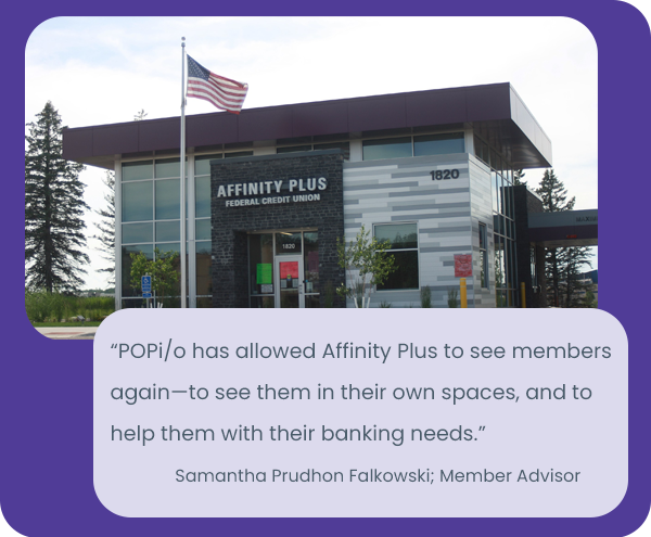 Image of Affinity Plus Federal Credit Union with quote from Member Advisor